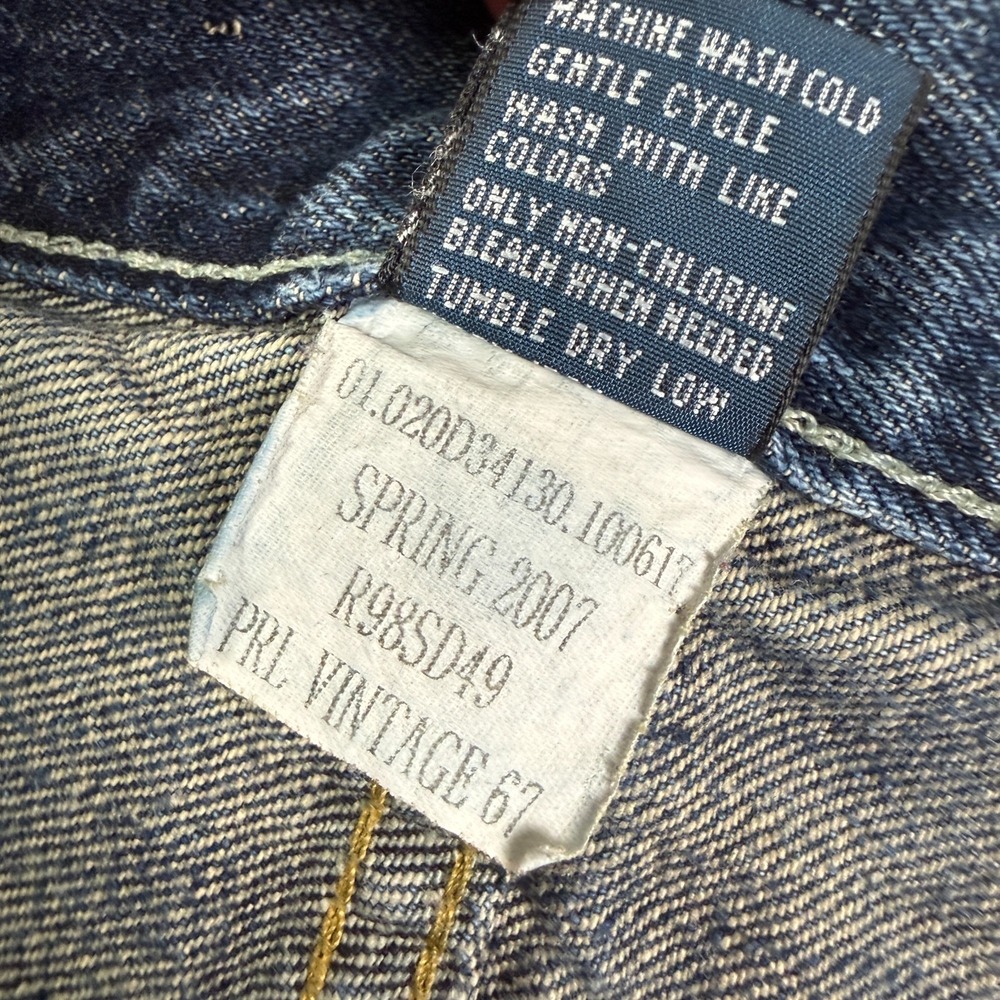 Polo Ralph Lauren Vintage 67 Distressed Jeans Mens 34x29 Blue Denim Washed - Picture 5 of 13